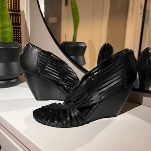 CATO Black Scrappy Wedge Sandals Size 8M